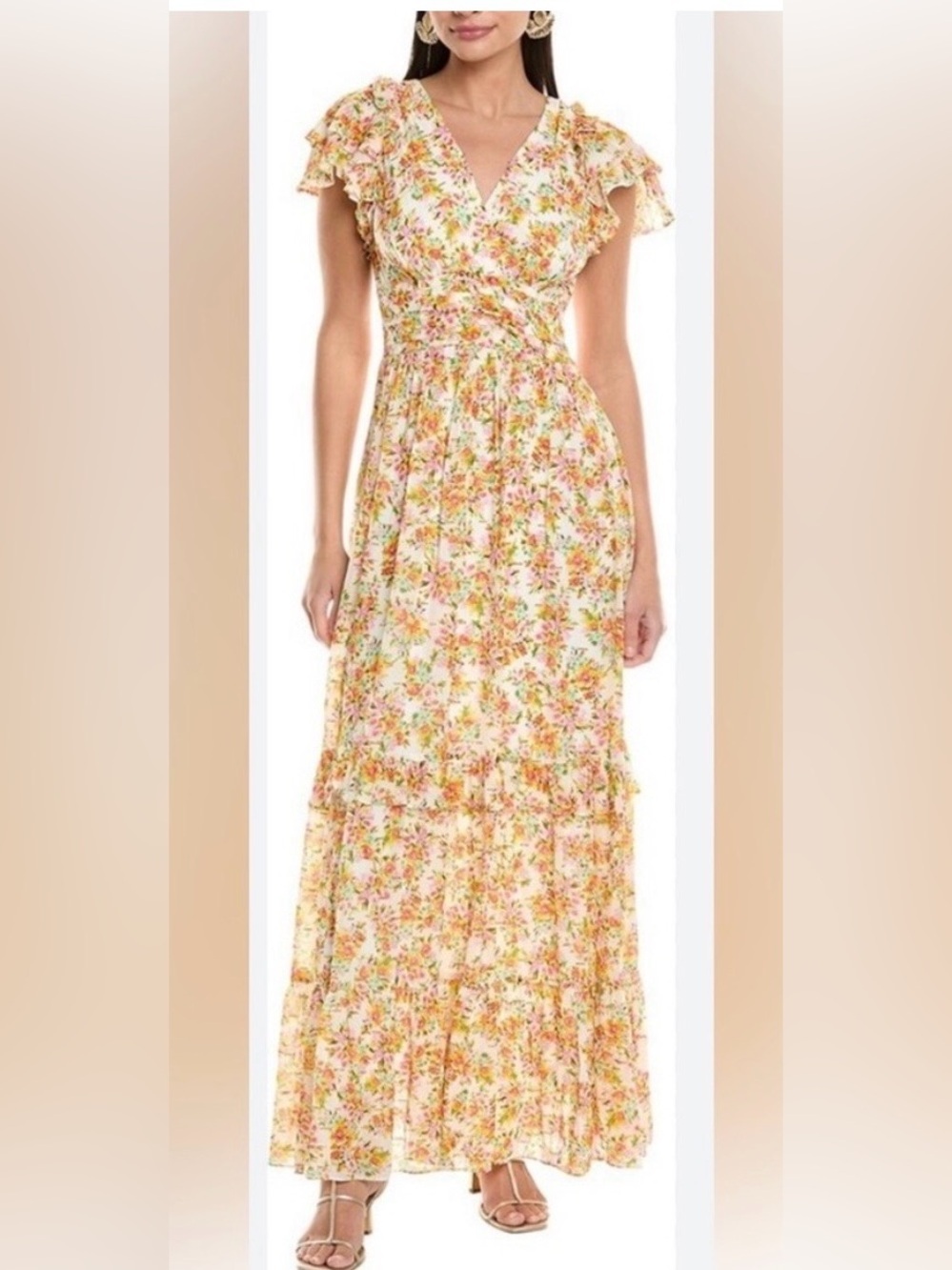 Shoshanna Lucinda floral maxi dress in Optic Lemon Gold print | 8
